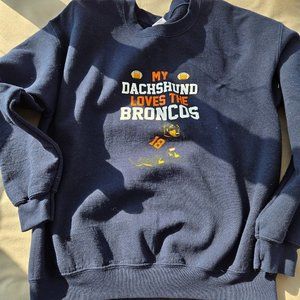 My Dachshund Loves the Broncos Navy Sweatshirt Size Large